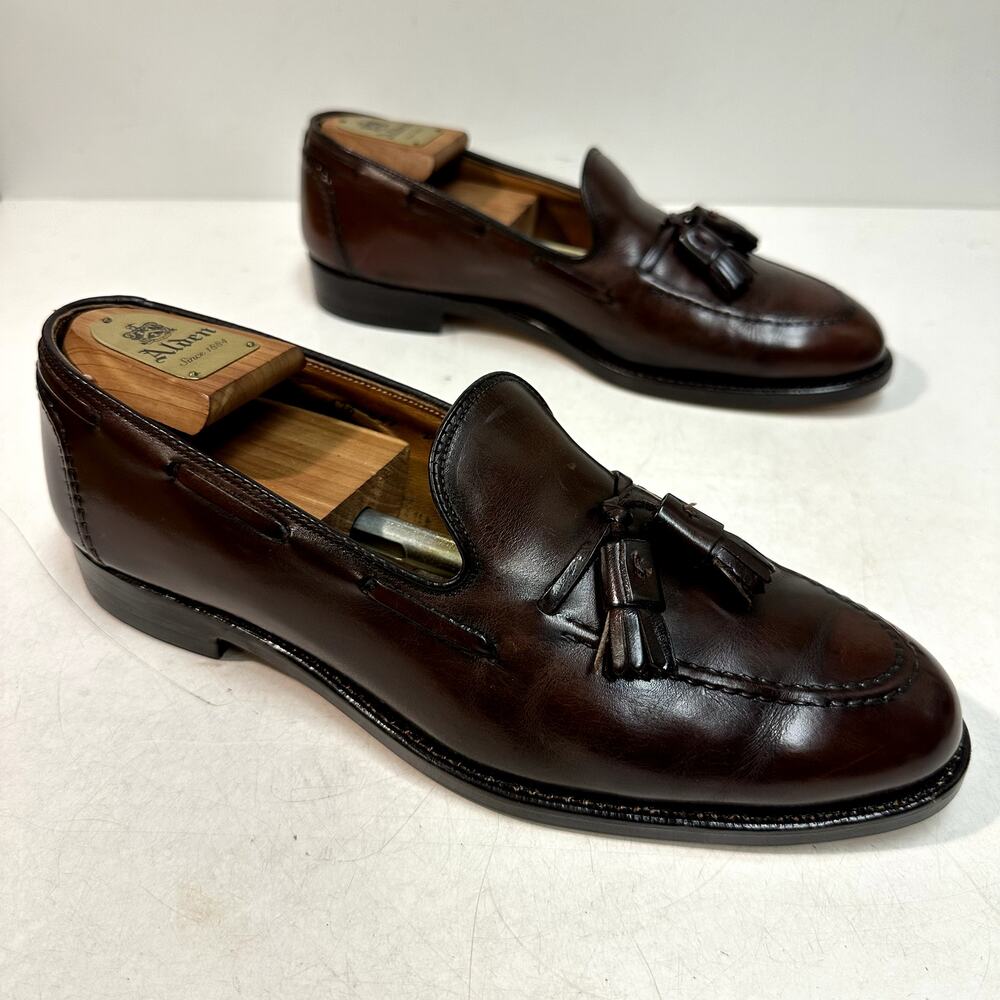 FULLY RESOLED Alden x Brooks Brothers 771 Brown Calfskin Tassel Loafer USA 9.5 C - Picture 6 of 12